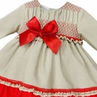 *SALE* Baby Girl Grey/Red Puff Dress with Pants 