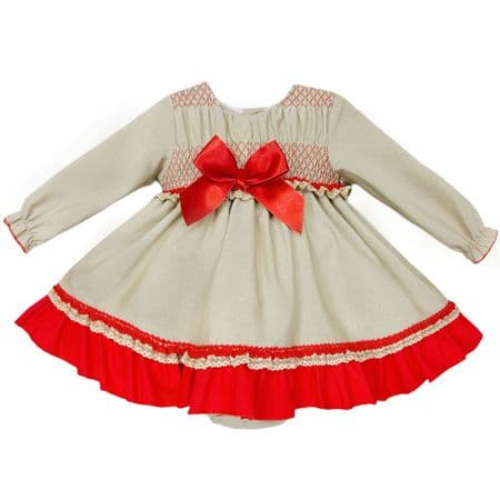 *SALE* Baby Girl Grey/Red Puff Dress with Pants 