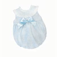 *SALE* Baby Girl Pale Blue Floral Smocked Collar Romper 