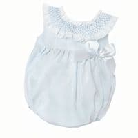 *SALE* Baby Girl Pale Blue Stripes Smocked Collar Romper 