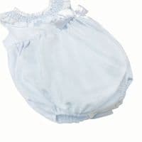 *SALE* Baby Girl Pale Blue Stripes Smocked Collar Romper 