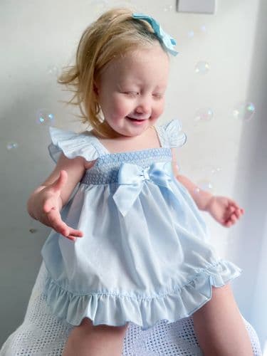 *SALE* Baby Girl Pale Blue Sun Dress with Knickers "MYD2340B"