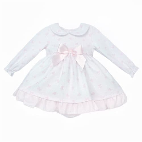 *SALE* Baby Girl Pink Bow Print Puff Ball Dress with Pants "MYD25213"