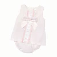 *SALE* Baby Girl Pink Cotton A Line Dress with Pants 