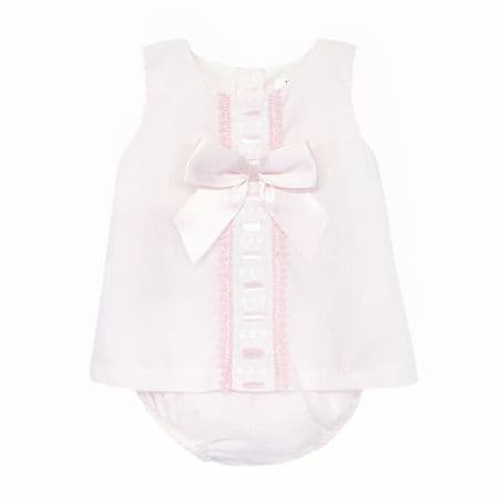 *SALE* Baby Girl Pink Cotton A Line Dress with Pants 