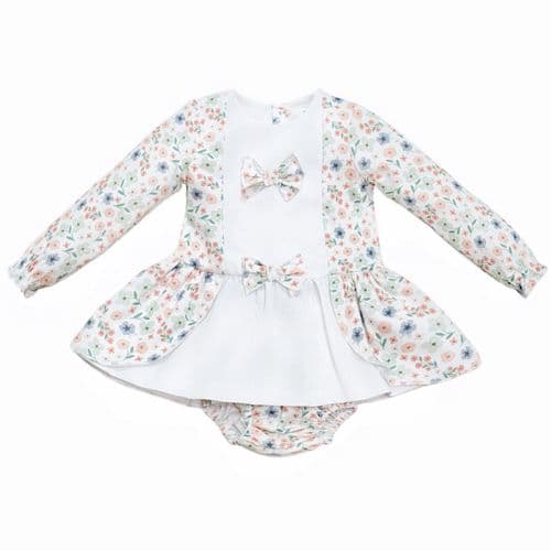 "SALE" Baby Girl Pink Cotton Floral Dress with Pants "MYD25227"