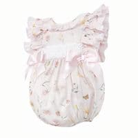 *SALE* Baby Girl Pink Cotton Floral Frilly Shoulder Romper 