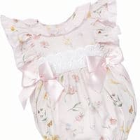 *SALE* Baby Girl Pink Cotton Floral Frilly Shoulder Romper 