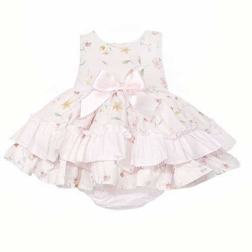 *SALE* Baby Girl Pink Cotton Floral Puff Ball Dress with Pants "MYD25021"
