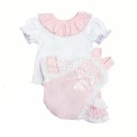 *SALE* Baby Girl Pink Cotton Frilly Romper with Top 