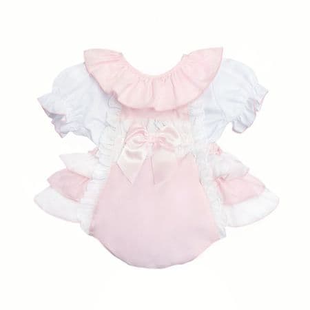 *SALE* Baby Girl Pink Cotton Frilly Romper with Top 