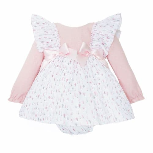 "SALE" Baby Girl Pink Cotton Frilly Shoulder Dress with Pants "MYD25225"