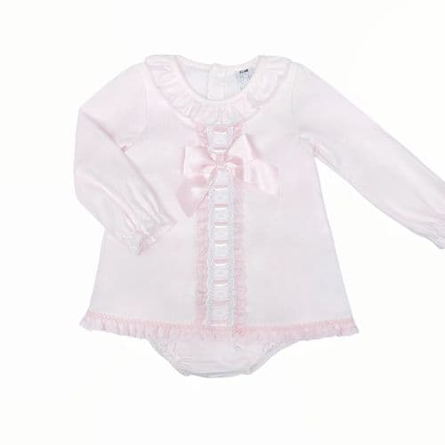 *SALE* Baby Girl Pink Cotton Lace Dress with Pants "MYDC001P"