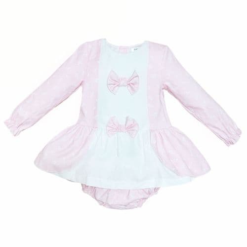 *SALE* Baby Girl Pink Cotton Leaf Dress with Pants "MYD25206"