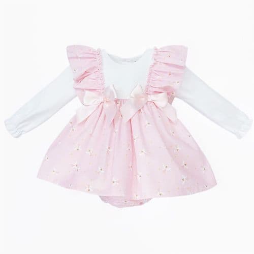 *SALE* Baby Girl Pink Fairy Frilly Shoulder Puff Dress with Pants "MYD25259"