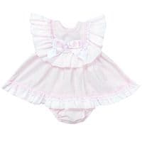 *SALE* Baby Girl Pink Floral Big Collar Puff Dress with Pants 