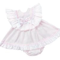 *SALE* Baby Girl Pink Floral Big Collar Puff Dress with Pants 