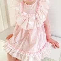 *SALE* Baby Girl Pink Floral Big Collar Puff Dress with Pants 