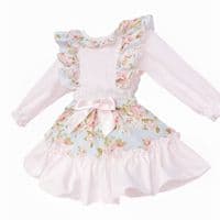 *SALE* Baby Girl Pink Floral Frilly Shoulder Shirt with Skirt 
