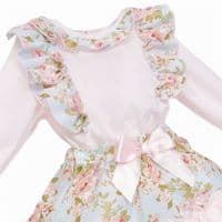*SALE* Baby Girl Pink Floral Frilly Shoulder Shirt with Skirt 