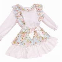 *SALE* Baby Girl Pink Floral Frilly Shoulder Shirt with Skirt 