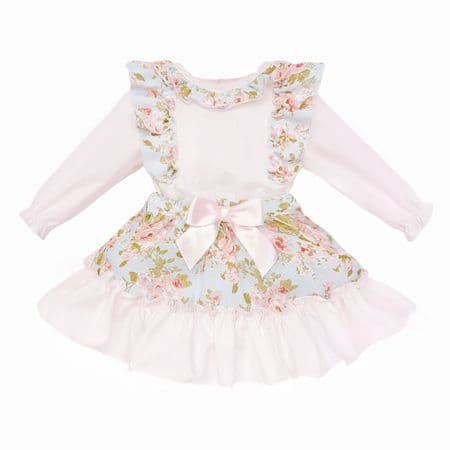 *SALE* Baby Girl Pink Floral Frilly Shoulder Shirt with Skirt 