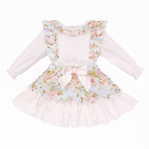 *SALE* Baby Girl Pink Floral Frilly Shoulder Shirt with Skirt "MYDC2470"