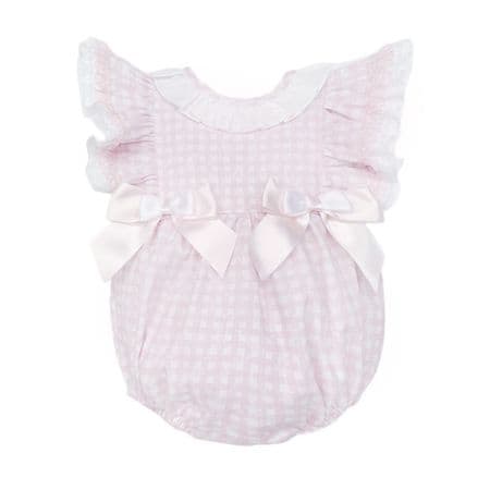 *SALE* Baby Girl Pink Floral Print Frilly Shoulder Romper 