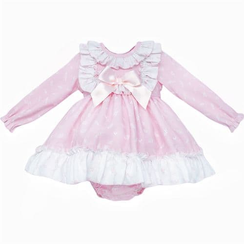 *SALE* Baby Girl Pink Floral Print Puff Ball Dress with Pants "MYD25205"