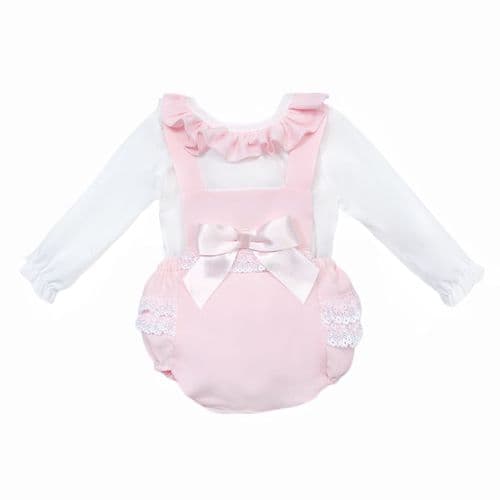 *SALE* Baby Girl Pink Frilly Back Romper with Shirt "MYDC2457"