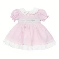 *SALE* Baby Girl Pink Hand Smocked Puff Ball Dress 