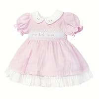 *SALE* Baby Girl Pink Hand Smocked Puff Ball Dress 
