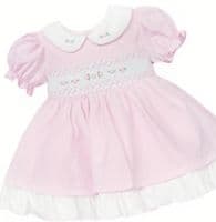 *SALE* Baby Girl Pink Hand Smocked Puff Ball Dress 