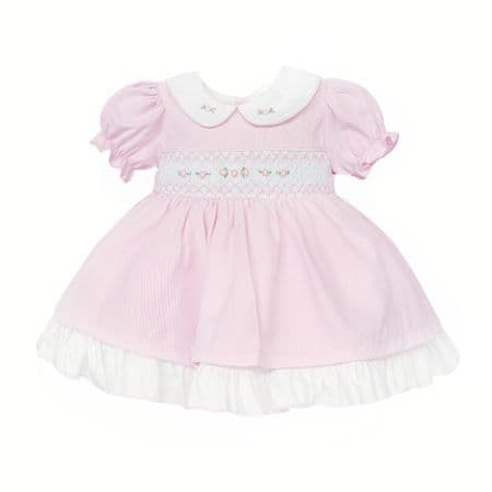 *SALE* Baby Girl Pink Hand Smocked Puff Ball Dress 