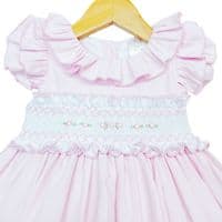 *SALE* Baby Girl Pink Hand Smocked Puff Ball Dress 