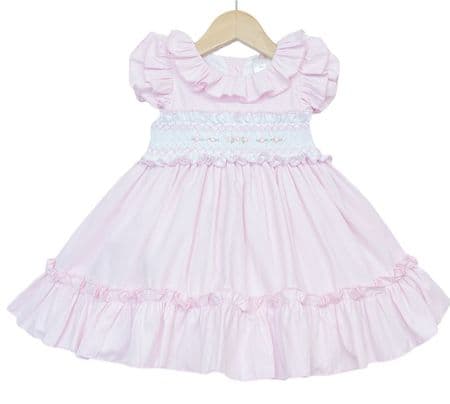 *SALE* Baby Girl Pink Hand Smocked Puff Ball Dress 
