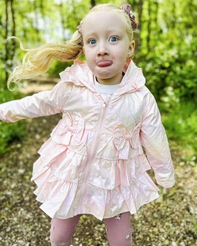*SALE* Baby Girl Pink Iridescent Frilly Summer Jacket with Hood "MYD463P"