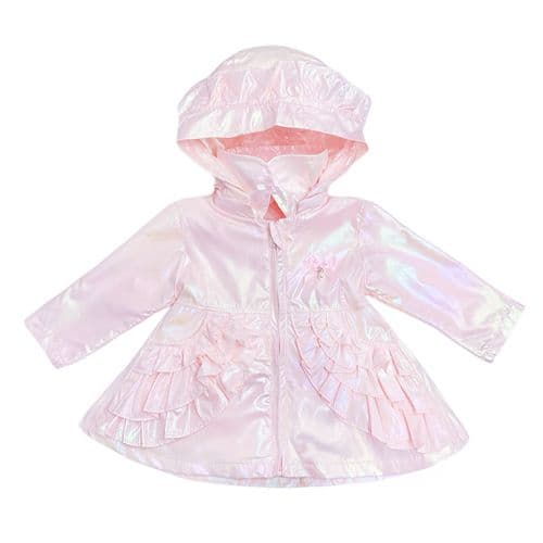 *SALE* Baby Girl Pink Iridescent Frilly Summer Jacket with Hood "MYD466P"