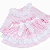 *SALE* Baby Girl Pink Jacquard Lacey Puff Ball Dress 