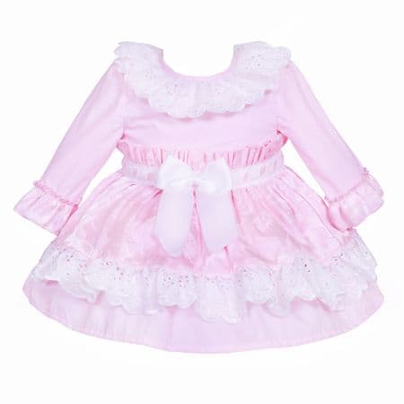 *SALE* Baby Girl Pink Jacquard Lacey Puff Ball Dress 