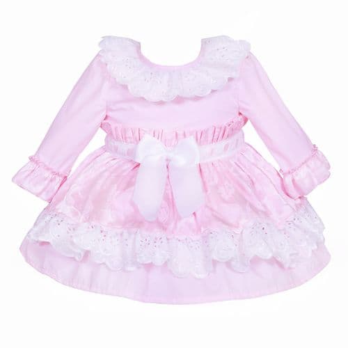*SALE* Baby Girl Pink Jacquard Lacey Puff Ball Dress "2424"