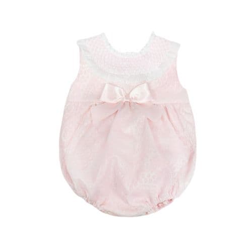*SALE* Baby Girl Pink Jacquard Smocked Romper "MYD2477"