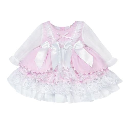 *SALE* Baby Girl Pink Lacey Puff Ball Dress "2412 Pink"
