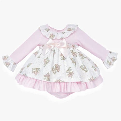 *SALE* Baby Girl Pink Print Puff Ball Dress with Pants "MYD25210"