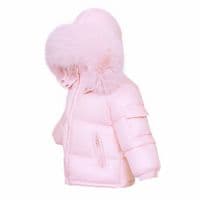 *SALE* Baby Girl Pink Puffer Coat with Faux Fur Hood 
