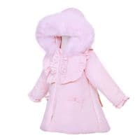 *SALE* Baby Girl Pink Puffer Coat with Faux Fur Hood 