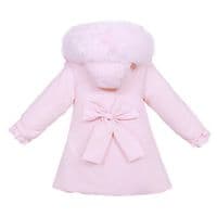 *SALE* Baby Girl Pink Puffer Coat with Faux Fur Hood 