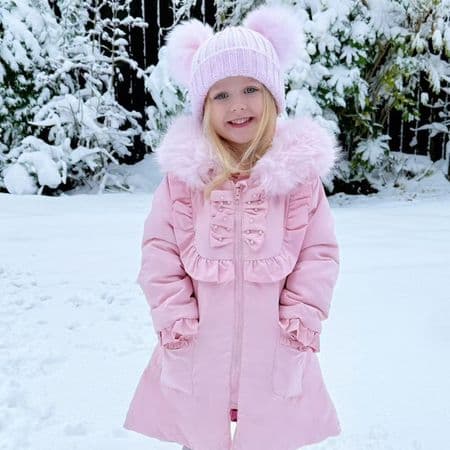 *SALE* Baby Girl Pink Puffer Coat with Faux Fur Hood 