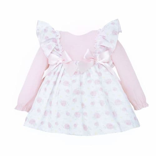 *SALE* Baby Girl Pink Rose Frilly Shoulder Dress with Pants "MYD25221"