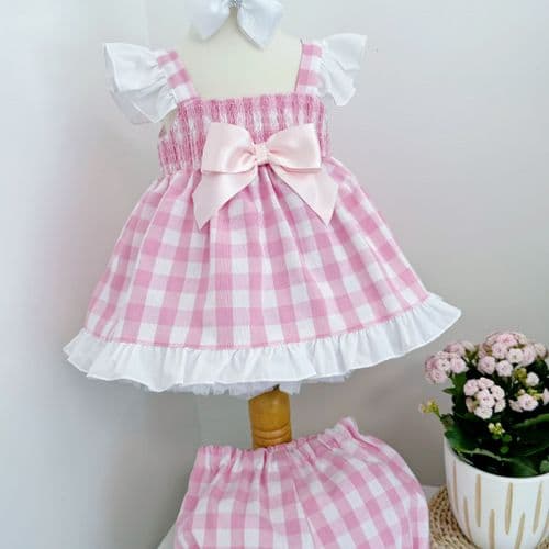 *SALE* Baby Girl Pink Smocked Sun Dress with Knickers "MYD2430P"